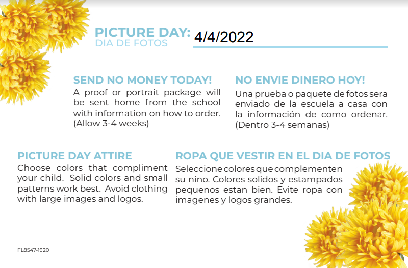 Spring Picture Day Reminders